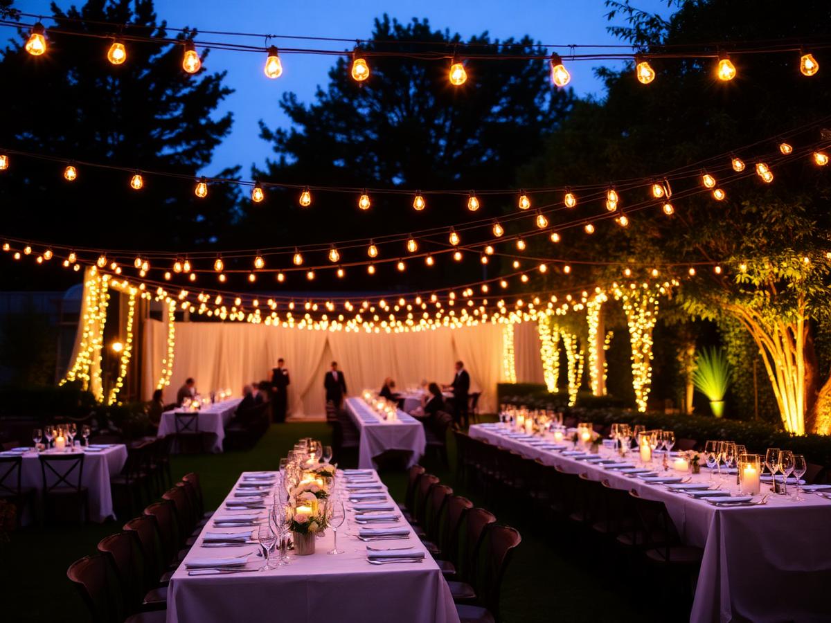 Outdoor reception with warm lights